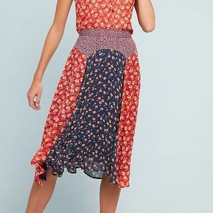 Anthropologie floral Meadow Rue midi skirt